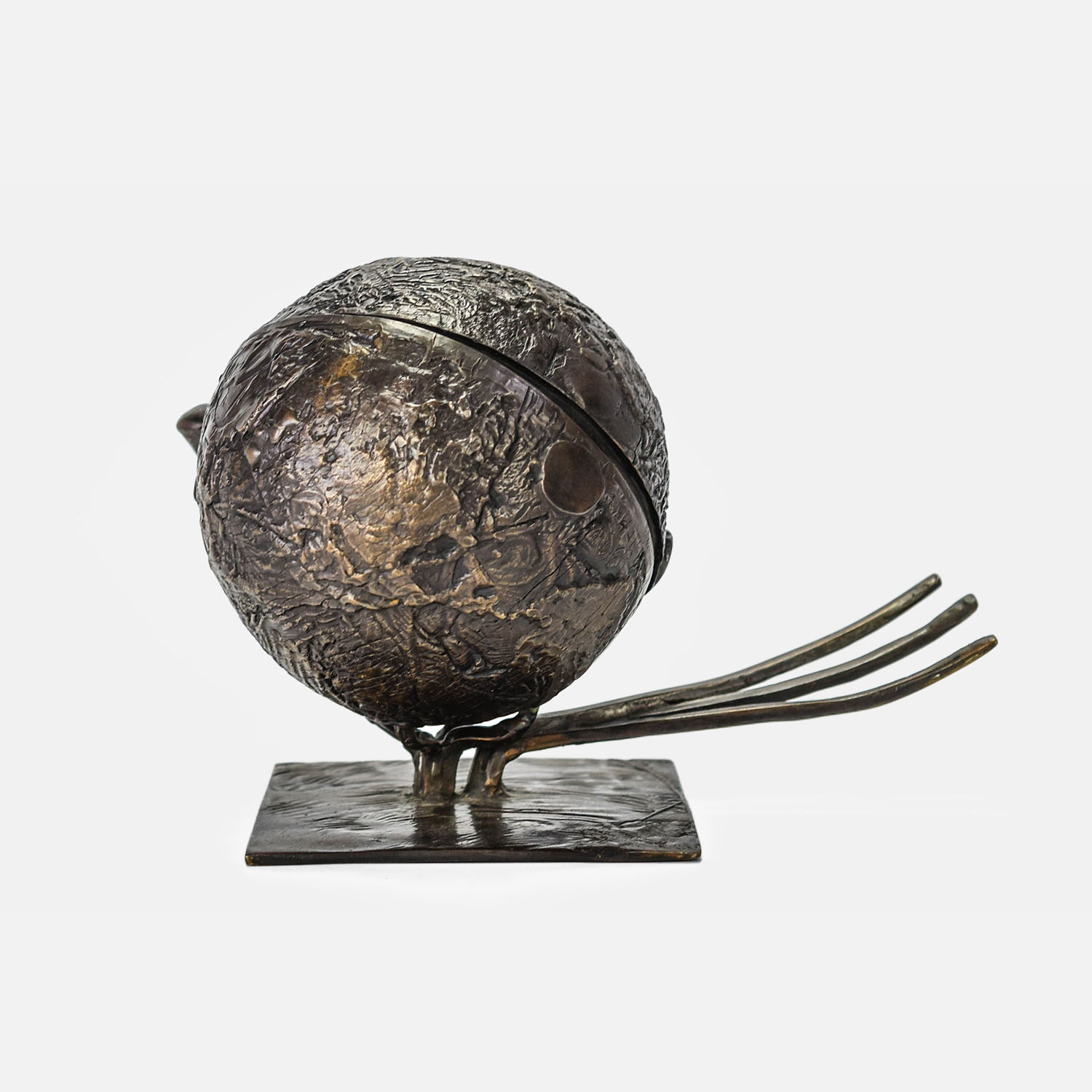 Hinged Patinated Bronze Table Globe w/Stand