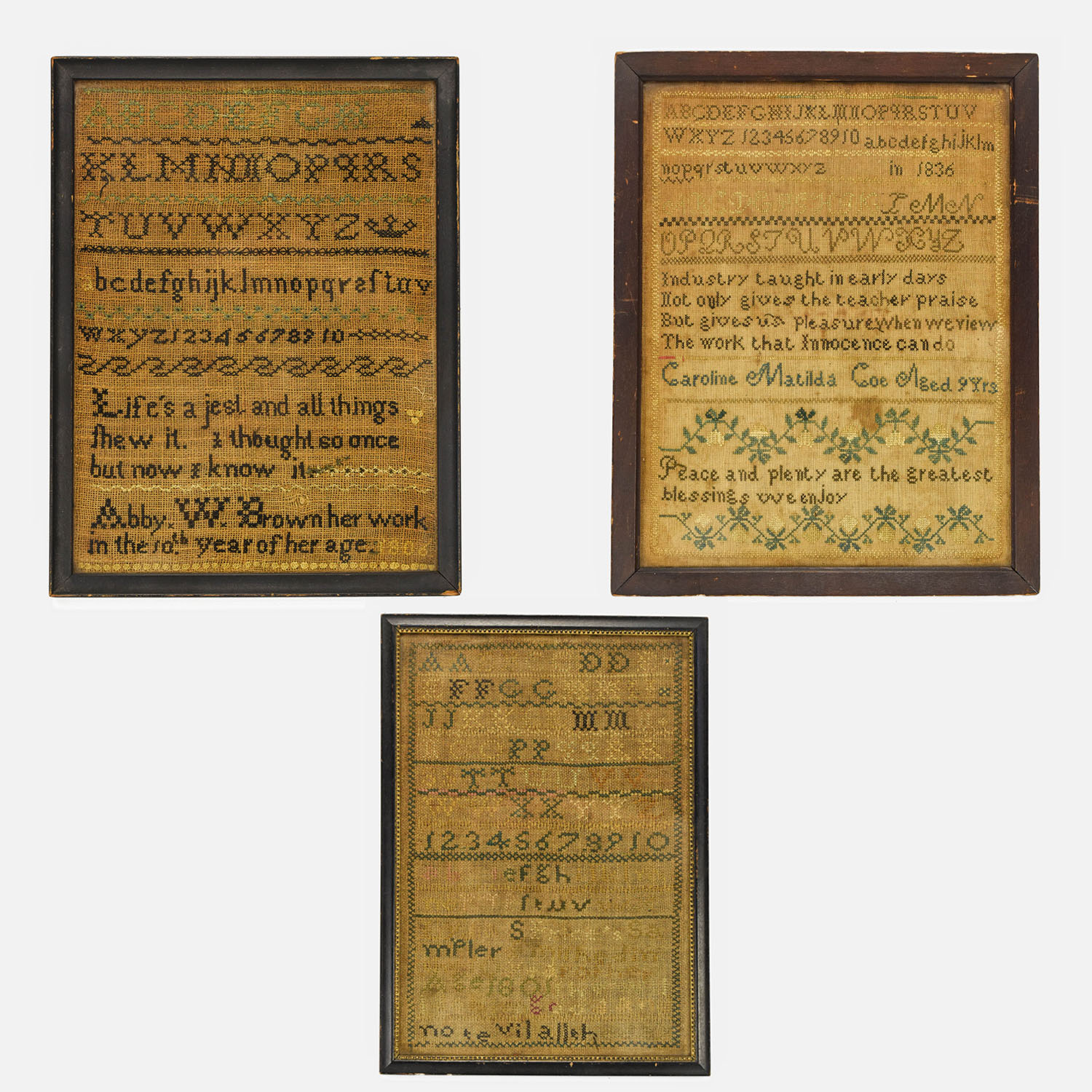 Three Framed American Samplers