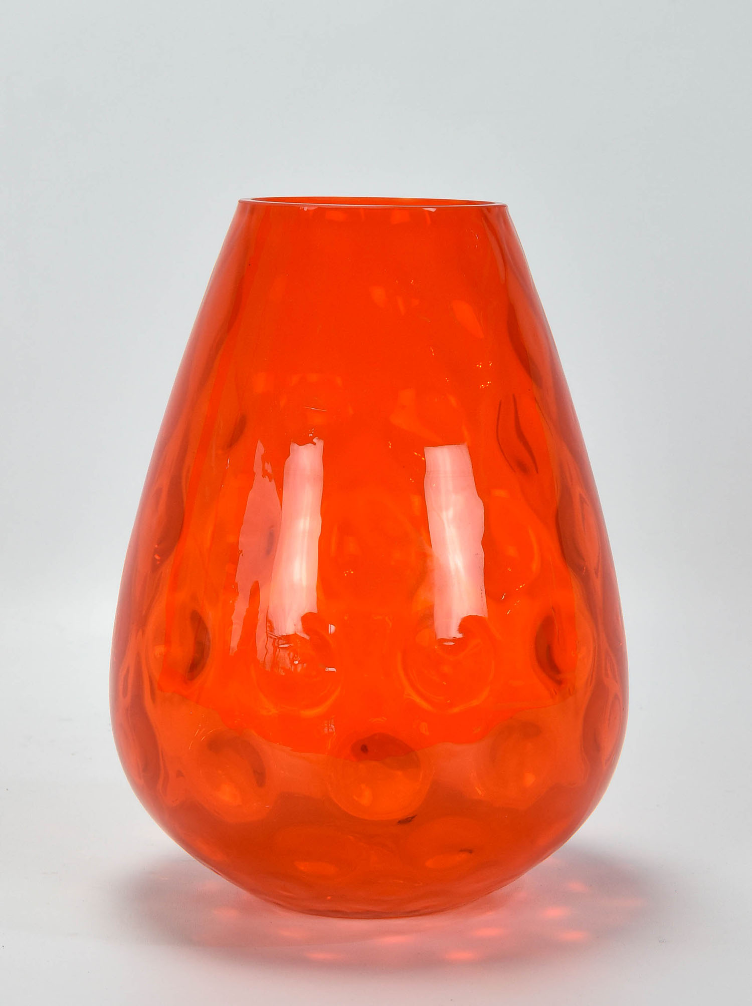 MCM Orange Optic Dot Italian Art Glass Vase