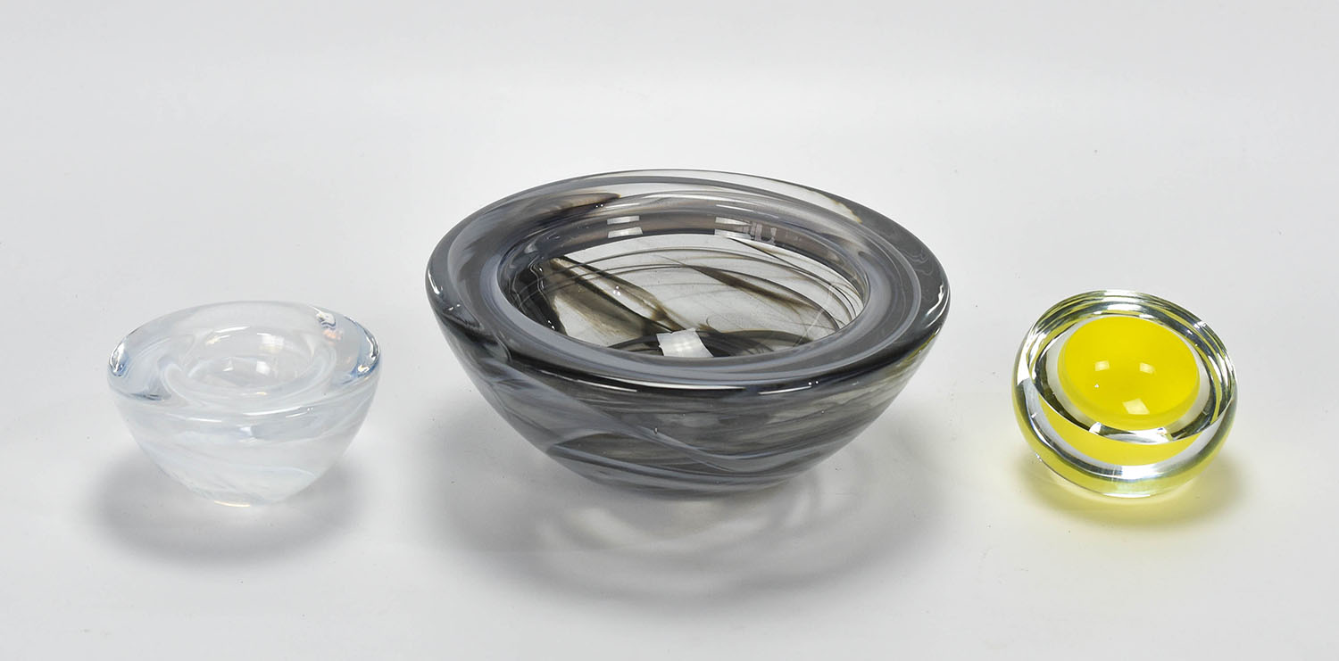 Anna Torfs & Kosta Boda Geode Art Glass Bowl Set