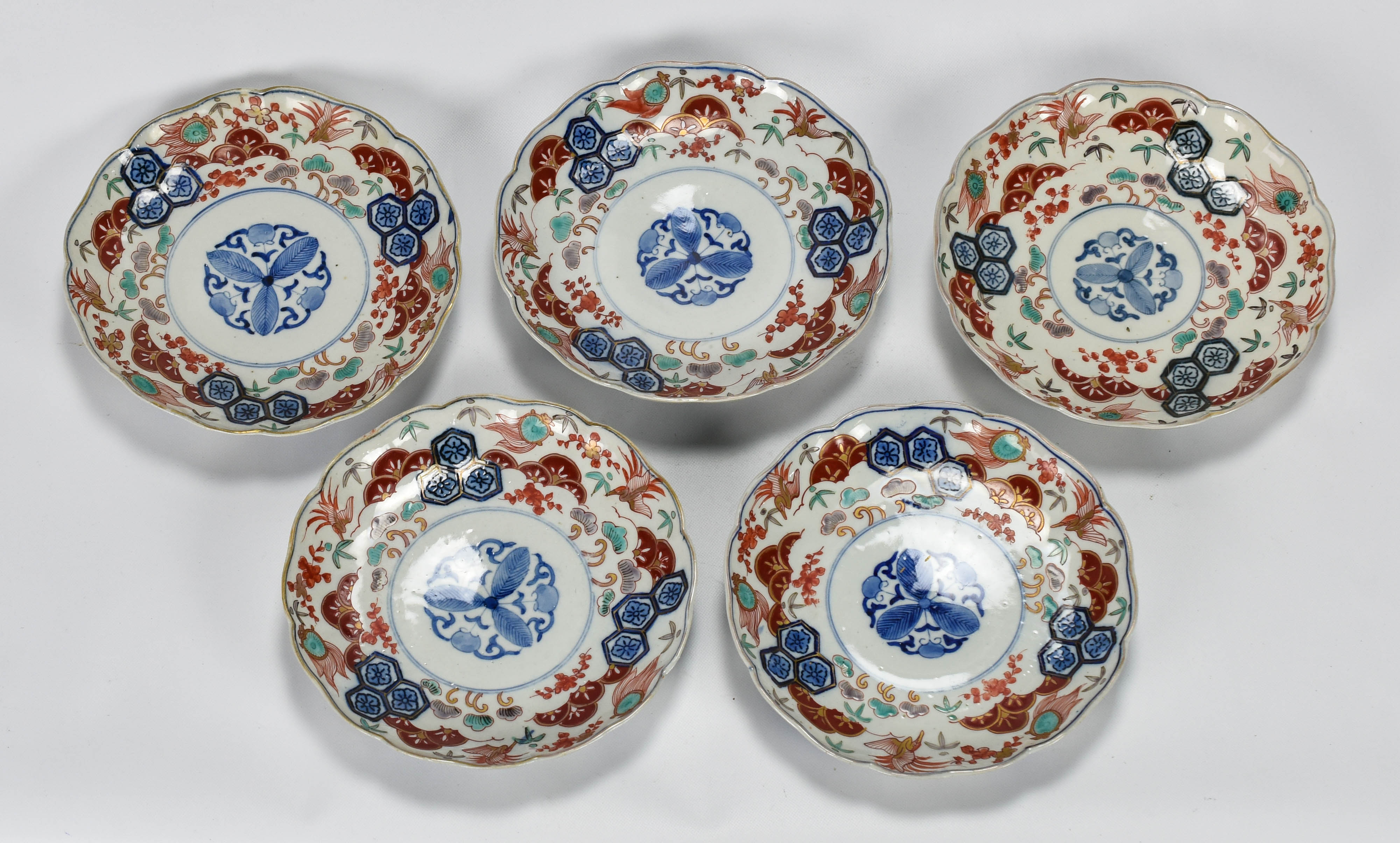 Five Antique 19thC Japanese Imari Porcelain Plates