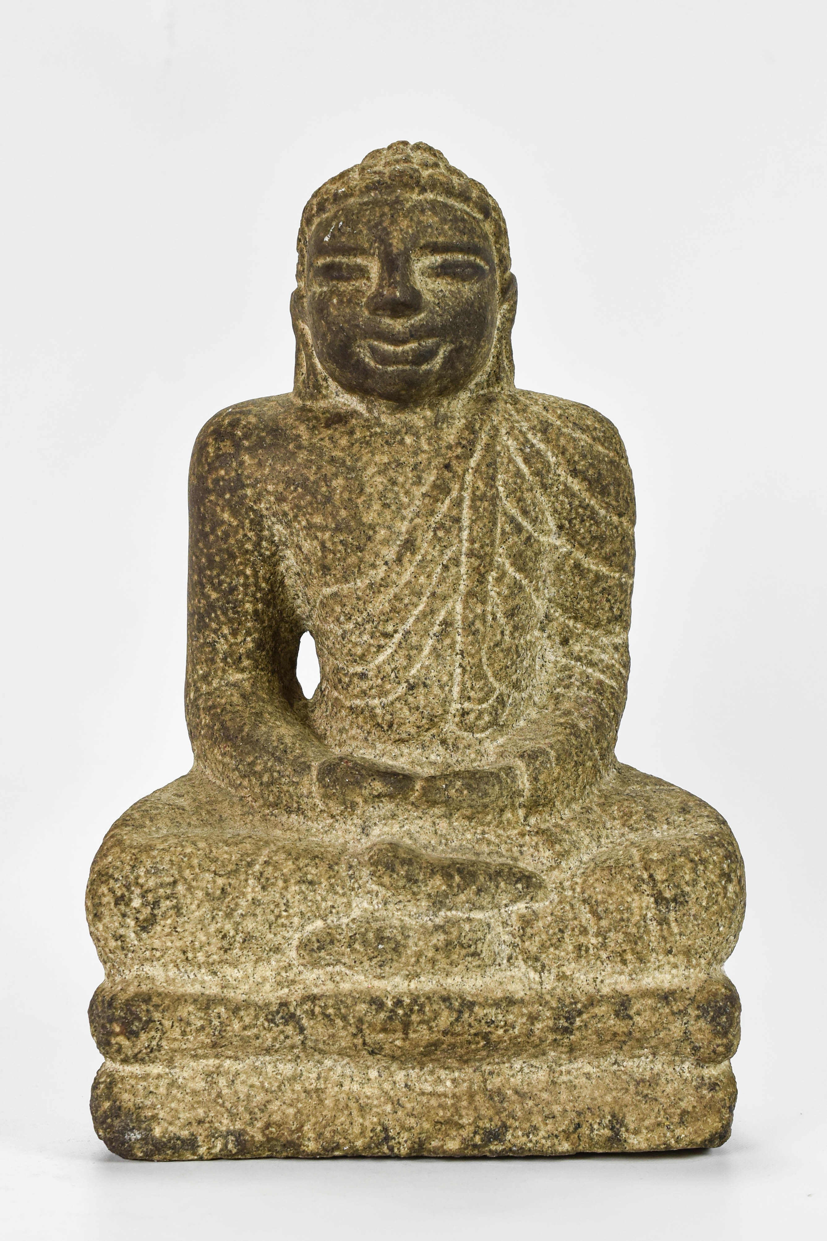 Ancient Archaic Carved Granite Stone Buddha Statue