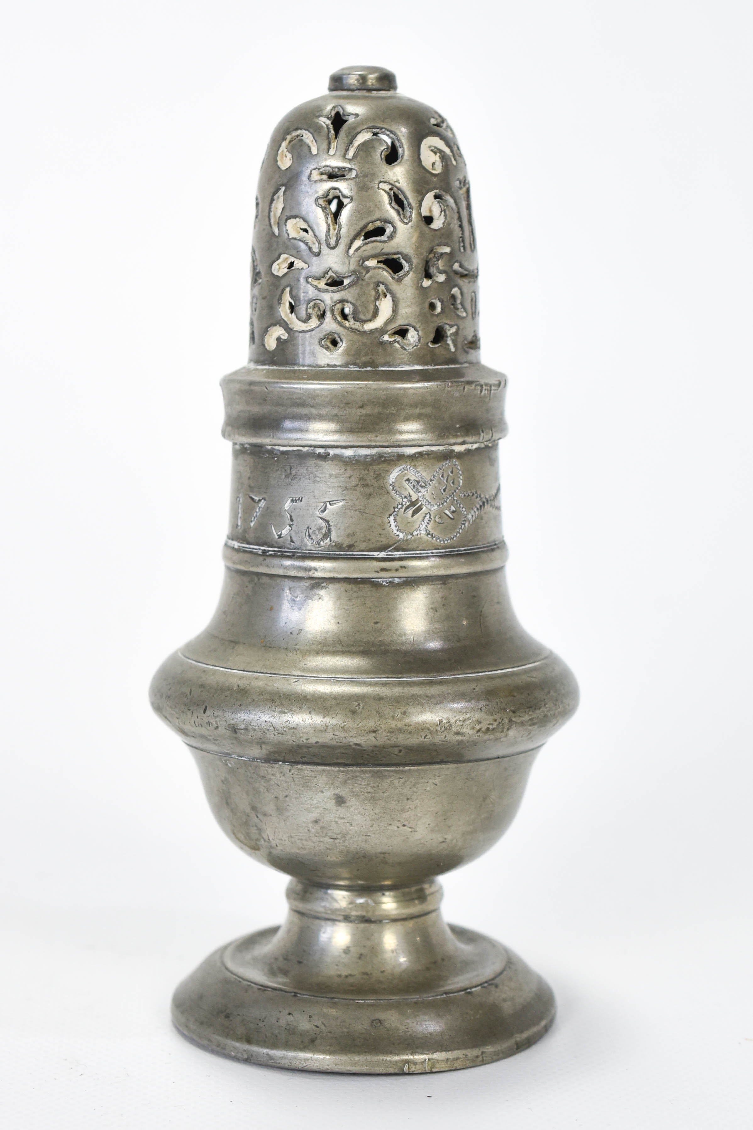 Antique 18thC Pewter Sugar Shaker marked 