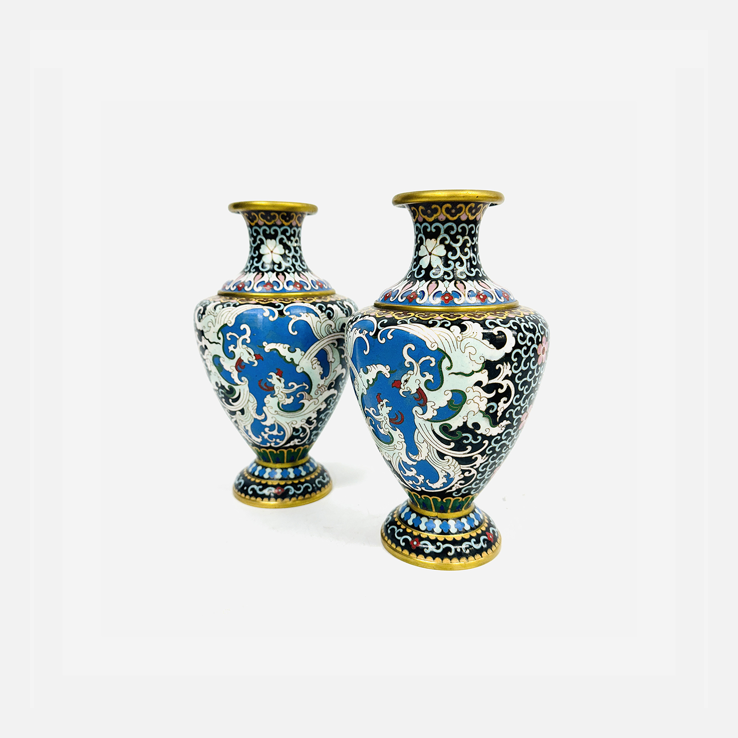 Pair Cloisonné Vases