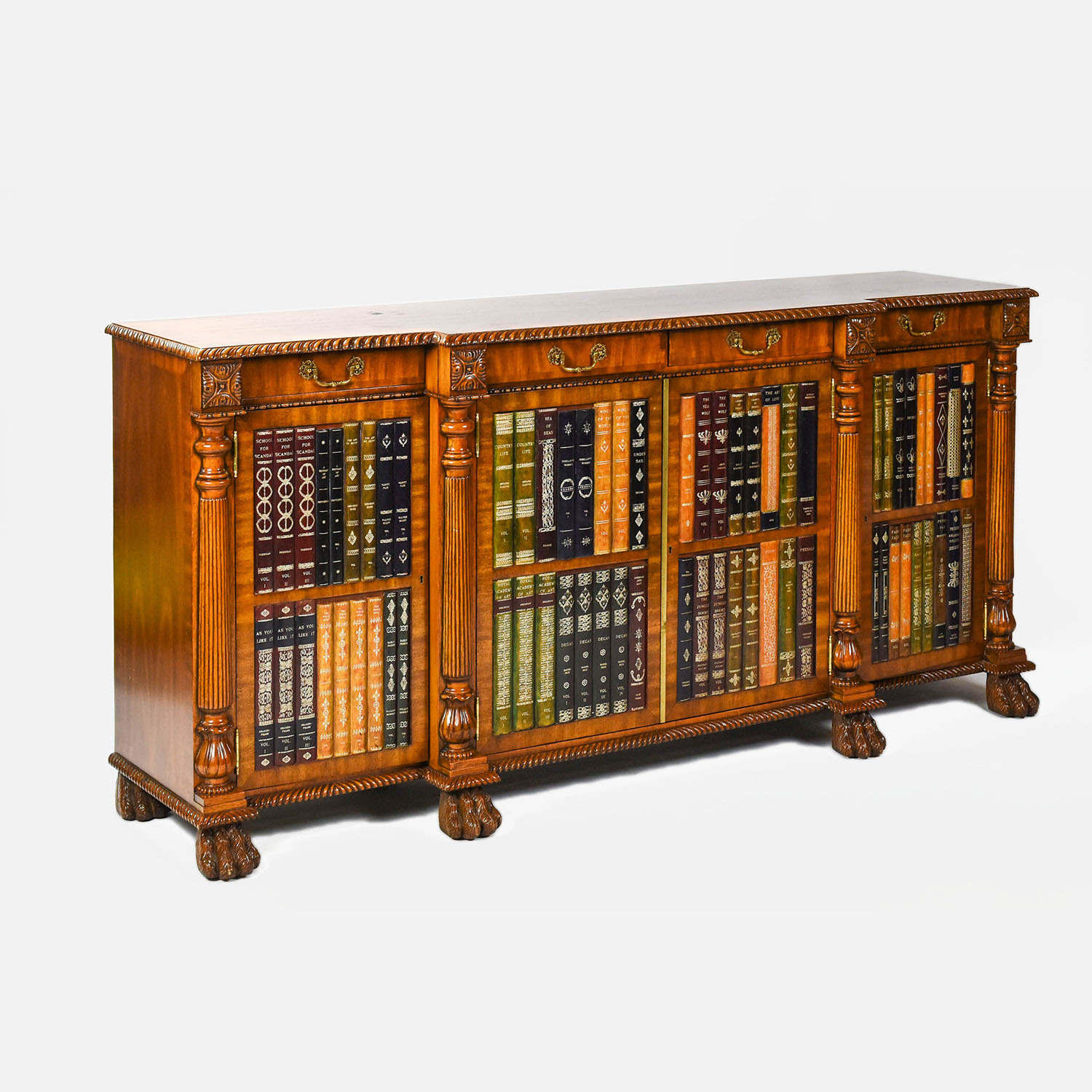 Maitland-Smith Regency Faux Books Mahogany Sideboard